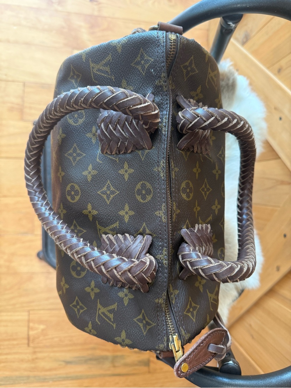 Louis Vuitton Brown Monogram Braided Handle Speedy 25 Crossbody Bag - Picture 11 of 13